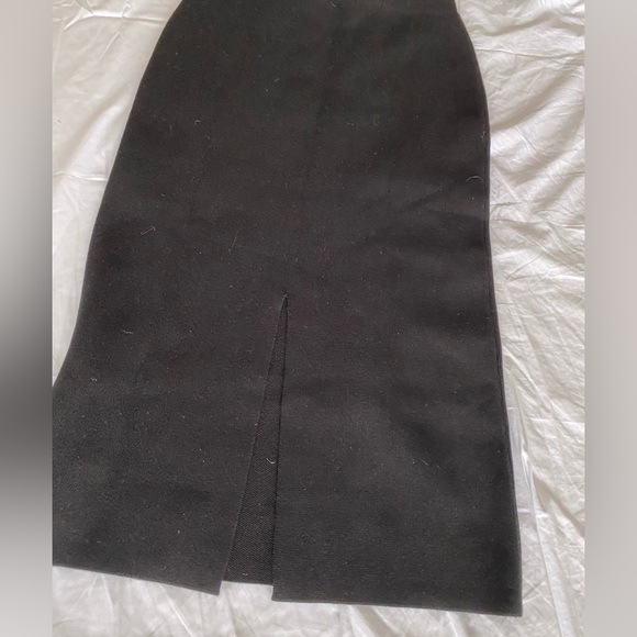 Zara Black High waisted Knit Midi Pencil Skirt elastic waistband Back Slit S NWT - Picture 14 of 16